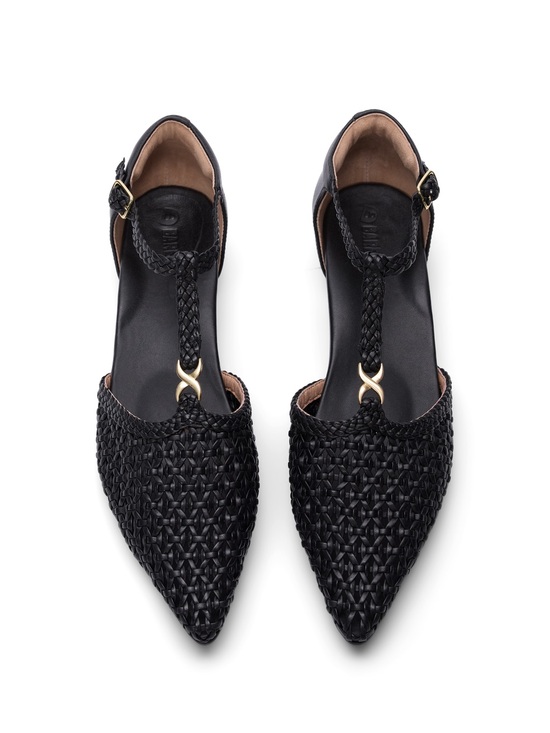Bared Footwear Shoes - Black Leather Bared Avocet Woven Flats